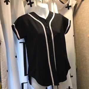 Pro USA baseball jersey black w/white stripes